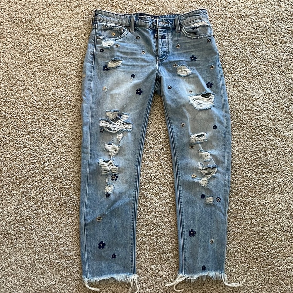 Sienna Slim Boyfriend Lucky Brand Flower Embroidered Jeans